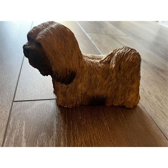 Brileyco Lhasa Apso Dog Figurine Signed Vintage Sculpture Hans Painted Artwork - Picture 2 of 10